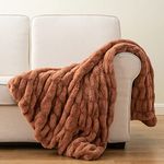 Luxury Concepts Soft Faux Rabbit Fur Throw Blanket - 50" x 60", Elegant Ruched Design Blanket, Machine Washable and Wrinkle Resistant, Lightweight Rust Throw Blanket for Couch, Sofa and Bed