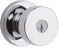 Kwikset Pismo Entry Door Knob with Lock and Key, Secure Keyed Handle Exterior Doorknob, Front Entrance and Bedroom, Polished Chrome, Pick Resistant SmartKey Rekey Security