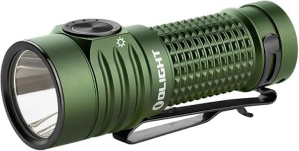 OLIGHT BatonTurbo EDC Rechargeable Flashlight, 1000 Lumens Compact LED and 510 Meters Long Throw Powerful Light, with Two-Way Clip and Landyard for Camping, Hiking and Home Use (OD Green)