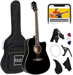 Best Choice Products Beginner Acoustic Electric Guitar Starter Set 41in w/All Wood Cutaway Design, Case, Strap, Picks - Black