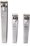 Nail PRO 3-Piece Clipper Set with Case - 3 Stainless Steel Nail Clippers Including Fingernail & Toenail Nail Cutters for Groomed Nails - Manicure & Pedicure Kit for Men & Women