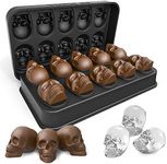 Ice Cube Trays,Silicone Ice Cube Mold Maker with Lid,Skull Head Style Mold,for Chilling Whiskey, Cocktail, Beverages,Pudding Chocolate