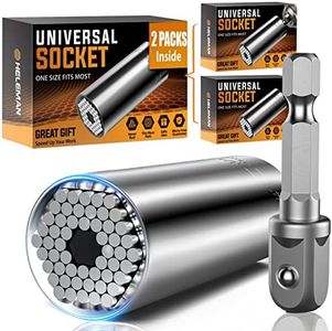 Super Universal Socket Tool Gifts for Men - 2 PACK Dad Gift Socket Set with Power Drill Adapter(7-19 MM) Cool Stuff Gadgets for Birthday Women Fathers Mens Gift Christmas Stocking Stuffers for Men