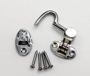 Chrome Cabin Hook 2 Inch Cabin Hook & Eye Silent Catch Door Latch Holder with Screws Silent Cabin Hook for Shed Gate Catch Garden Gate Latch Patio Doors in Various Finishes Pack of 1.