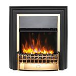 Dimplex Cheriton Deluxe Optiflame Freestanding Electric Fire, Brass and Black Free Standing LED Flame Effect Electric Fireplace with Variable Flame Brightness, Coal Fuel Bed, Adjustable 2kW Heater