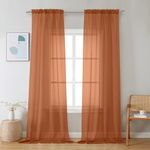 Chyhomenyc Orange Sheer Curtains 96 inches Long 2 Panels, Light Filtering Soft Airy Solid Elegant Voile Window Treatment Drapes for Bedroom Living Room Wedding Party Decor, 42 Wx96 L, 8FT L