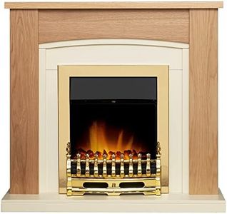 Adam Chilton Fireplace in Oak & Cream with Blenheim Electric Fire in Brass, 39 Inch