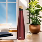 The Better Home 500ml Insulated Stainless Steel Water Bottle | Insulation Upto 18hrs with Cork Cap | Hot & Cold Water Bottle | Airtight, Leak Proof & BPA Free | Wine Color