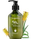 Aloderma 99% Organic Aloe Vera Gel for Skin Made within 12 Hours of Harvest, Non-Sticky Aloe Vera Gel for Sunburn Relief, Natural, Soothing Hydrating Aloe Vera for Face & Hair, Lightweight Gel, 10.6oz