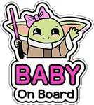 GEEKBEAR Baby on Board Car Sticker - Character Design, Reflective, Weather-Resistant (04. Cute Alien Girl)