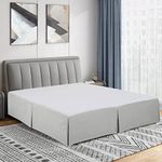 Cathay Home Double Brushed Microfiber Pleated Easy Fit Bed Skirt, Ultra Soft, Fade and Wrinkle Resistant - Light Grey, Queen