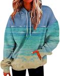 Hoodies for Women,Lightning Deals of Today Prime Fashion Long Sleeve Tops Plus Size Hooded Sweatshirts Trendy Drawstring Crewneck Blouses Ladies Pullover with Pockets (Sky Blue,L)