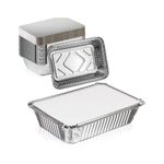 WRAP ON 750ml 50pc food packing box disposable aluminium foil container with lid for food packing, storing, foil containers disposable for food parcel | use and throw food packaging box 750ml large.