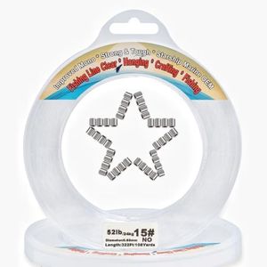Aboda Clear Fishing Line Strong Fishing Wire Dia 0.65 mm Invisible Hanging Wire Clear String for Hanging Decorations Nylon String for Balloon Crafts Picture Hanging Wire w Scissors Crimp Sleeves