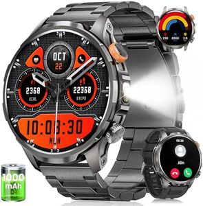 Smart Watches for Men, Military Smart Watch with 100 Days Battery/Flashlight/Heart Rate/Sleep/SpO2 Monitor/Call/110+ Sports Mode, 5 ATM Rugged Men's Fitness Tracker Watch for Android iPhone Compatible