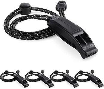 4Pack Emergency Whistle with Adjustable Reflective Lanyard, Shrill Loud Rescue Whistles for Outdoor Survival Hiking Camping Hunting Fishing Boat Kayak Life Vest Jacket Boating Rescue Signaling (Black)