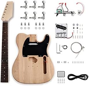 Fistrock DIY Electric Guitar Kit Tele Style Beginner Kit 6 String Right Handed with Ash Body Hard Maple Neck Rosewood Fingerboard Chrome Hardware Build Your Own Guitar., DIY STL 120-Ash-A