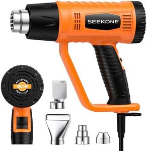 SEEKONE Heat Gun 1800W Heavy Duty Fast Heat Hot Air Gun Kit with 752℉&1112℉（400℃-600℃） Dual-Temperature Settings and 4 Nozzles with Overload Protection for Crafts, Shrinking PVC, Stripping Paint