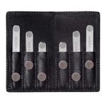 Assorted Power Stays Magnetic Collar Stays Travel Set by Würkin Stiffs | Black Leather Wallet Case | Gift for Men | As Seen on Shark Tank