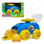 innovitoy Catapult Car Toys for Kids 2 Years | Push Friction Baby Car with Rattle Sound Wheel & Press Button Steering Wheel to Launch Two Mini Kids Car | BPA-Free | Baby Gift Set - Made in India(Blue)