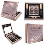 Magnetic Eyelashes and Eyeliner Set - Magnetic False Lashes Pack with Reusable Natural Magnetic Lashes - 5 Pairs Magnetic Fake Eyelashes Kit - Applicator, Mirror & Protective Gift Storage Box