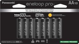 Eneloop Panasonic BK-3HCCA10FA pro AA High-Capacity Ni-MH Pre-Charged Rechargeable Batteries, 10-Battery Pack