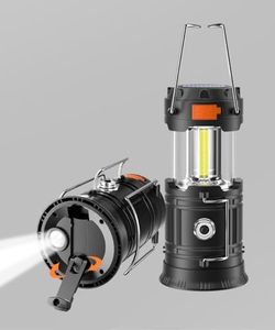 2 Pcak Hand Crank Solar Camping Lantern, 3000 Large Capacity Portable Ultra Bright LED Torch, USB Charger, Electronic Lantern for Outdoor (Black 2 Pcak)