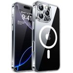 CANSHN Magnetic for iPhone 16 Pro Max Case Clear, Upgraded [Full Camera Protection] [Compatible with Magsafe] Non-Yellowing Protective Shockproof Bumper - Clear