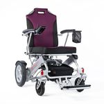 Travel Buggy City 2 Plus Electric Wheelchair, Lightweight, 1-step Compact Folding, Dual High-Power Brushless Electric Motors, Upgraded Joystick with LCD Screen, Bluetooth Connectivity for Caregiver Hand Control (Add-on Accessory), Air travel approved- Ships from Canada and Serviced in Canada - Silver Frame (Purple Cushion, No Caregiver Control)