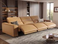 POVISON 109'' Oversized Wall Hugger 3 Seats Faux Leather Reclining Sofa, Zero Gravity Power Recliner Sofa with Power Headrest, Charging Ports, Recliner Couches for Living Room, RV, Khaki