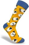 Thomas Joseph Sheep Socks Bright Funky Patterned Pair of Socks (Large, Yellow)