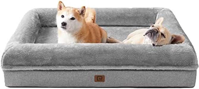 EHEYCIGA Memory Foam Large Dog Bed with Sides, Orthopedic Waterproof Pet Beds for Large Dogs, Washable Big Dog Couch Bed with Removable Cover and Non-Slip Bottom, Grey