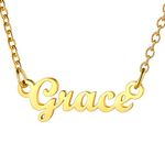 Grace Faith Name Necklace Golden Plating Stainless Steel Statement Necklace Best Mother's Day Gift for Women, Mom,Wife