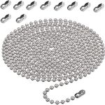 4 Meter/13.1 Feet Blind Chain, 4.5mm Roller Blind Chain Beaded Pull Chain Extension, Chain Beaded Ball Roller Chain Silver with10 Roller Blind Chain Connectors