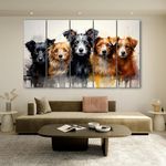 The Castle Decor Dog painting with frame 5 Big Size (27x48) Multiple Frames Wall Art for living room,Bedroom,Drawing room,Hotels-Wooden, Framed-Digital Painting (Design-01)