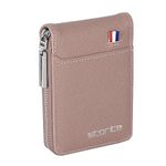 Storite PU Leather 9 Slot Vertical Credit Debit Card Holder Money Wallet Zipper Coin Purse for Men Women - Peach Pink (11.5 x 2 x 8 cm)