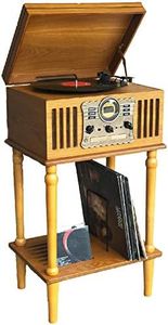 Steepletone Westminster 2019 (with STAND) Nostalgic FM & DAB Radio 7 in 1 Music Centre: 3 Speed Record Player, CD Player, Cassette Player, USB/MP3 RECORDING, Remote Control, Real Wood Veneer (Light)