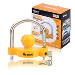 RETRUE Universal Coupler Lock Trailer Locks Ball Hitch Trailer Hitch Lock Adjustable Security Heavy-Duty Steel Fits 1-7/8 Inch, 2 Inch, 2-5/16 Inch Couplers, Yellow