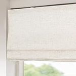 Sunbox Cordless Roman Shades Window Blinds, Room Darkening Fabric Roman Shades for Windows, Doors, French Doors, Kitchen Windows,White with Linen Texture