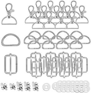 Mousqueton sac a Main 50Pcs Mercerie couture accessoire,Sangle couture Boucles sac à dos, Mousqueton Pivotant Couture,Anneau sac a main, Attache sac,Pivotant Snap Crochets avec Aimant （Argent 25MM）