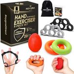 roygra Hand Grip Strengthener, Finger Exerciser, Multiple Resistance Levels Kit - 3 Types, Set of 5