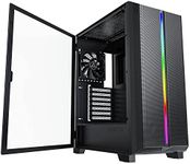 Montech Sky ONE LITE/Black Steel/High Airflow Fans Pre-Installed/Fine Mesh/Tempered Glass ATX Gaming Mid Tower Computer Case/Type C/ARGB Lighting Front Panel