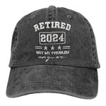 RNFENQS Retired 2024 Not My Problem Anymore Baseball Cap Embroideried Vintage Dad Hat, 2024 Retirement Gift for Men Black