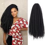 Marley Twist Braiding Hair Marley Braiding Hair Marley Braid Crochet Hair Long Afro Kinky Marley Twist Braid Hair Extensions Kanekalon Synthetic Fiber (24"6pcs, 1B#)