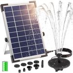 AISITIN 5.5W Solar Fountain Pump Backup Solar Floating Water Fountain Pump,10 Forms of Water Spray for Bird Bath, Fish Tank, Pond Garden