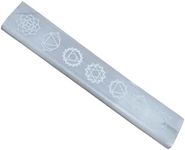 Selenite Wand Stick Crystal Charging Plate For Crystals And Healing Stones, 7.5" Selenite Stick Engraved Chakra Wand For Home Office Table Decor