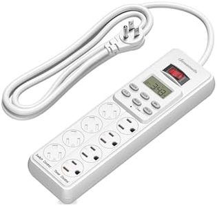 DEWENWILS 8 Outlet Power Strip with Timer (4 Timed/4 Always On), Indoor Digital Timer Outlet for Reptile Light, Turtle Grow Light, Bearded Dragon Tank, Aquarium, 6ft Flat Plug Cord, 15A, UL Listed