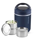 Jaypee Plus Hottline 3-320X3 ml Stainless Steel Electric Lunch Box for Men & Women Shockproof |BPA Free|Reheat Food in 30 Minutes Convenience case for Power Cord|Inbuilt Thermostat,Dark Blue