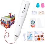 Kretrum Low Temperature 3D Printing Pen Kit with Cute Shape Wireless 3D Pen, 17 Color 1.75mm PCL Filament, Car Stencil and Fun Small Car Toy Base Crayon 3D Stylo 3D (White)