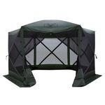 Gazelle GG600GR 8 Person 6 Sided Outdoor Portable Pop Up Water and UV Resistant Gazebo Screened Tent with Carry Bag and Stakes, Alpine Green